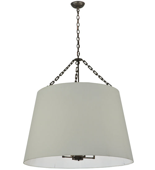 Meyda Lighting Cilindro 36" 4-Light Timeless Bronze Tapered Pendant Light With White Textrene Shade
