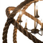 Meyda Lighting Cilindro 36" 5-Light Antique Brass Matte Bola Rope Pendant Light With Ivory Faux Candlelight