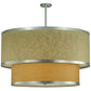 Meyda Lighting Cilindro 36" 6-Light 2-Tier Nickel Pendant Light With Autumn Wheat and Tropical Sand Textrene Shade