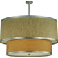 Meyda Lighting Cilindro 36" 6-Light 2-Tier Nickel Pendant Light With Autumn Wheat and Tropical Sand Textrene Shade