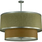 Meyda Lighting Cilindro 36" 6-Light 2-Tier Nickel Pendant Light With Autumn Wheat and Tropical Sand Textrene Shade