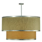 Meyda Lighting Cilindro 36" 6-Light 2-Tier Nickel Pendant Light With Autumn Wheat and Tropical Sand Textrene Shade