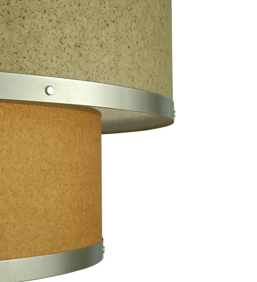 Meyda Lighting Cilindro 36" 6-Light 2-Tier Nickel Pendant Light With Autumn Wheat and Tropical Sand Textrene Shade