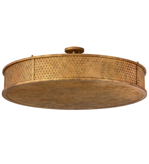 Meyda Lighting Cilindro 36" 6-Light Autumn Leaf Luciano Flush Mount Light With Amber Quartz Idalight Shade