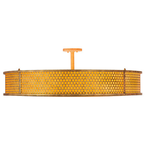 Meyda Lighting Cilindro 36" 6-Light Autumn Leaf Luciano Flush Mount Light With Amber Quartz Idalight Shade