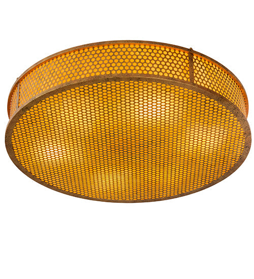 Meyda Lighting Cilindro 36" 6-Light Autumn Leaf Luciano Flush Mount Light With Amber Quartz Idalight Shade