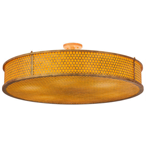 Meyda Lighting Cilindro 36" 6-Light Autumn Leaf Luciano Flush Mount Light With Amber Quartz Idalight Shade
