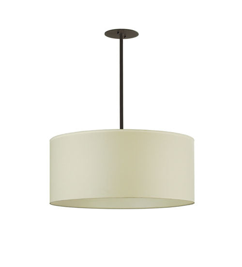 Meyda Lighting Cilindro 36" 6-Light Black Timeless Bronze Pendant Light With White Linen Textrene Shade