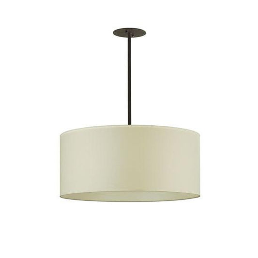 Meyda Lighting Cilindro 36" 6-Light Black Timeless Bronze Pendant Light With White Linen Textrene Shade