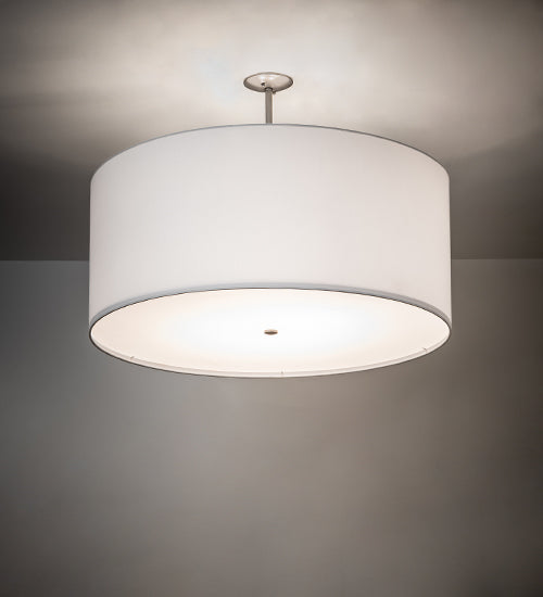 Meyda Lighting Cilindro 36" 6-Light Brushed Nickel Pendant Light With White Linen & Statuario Idalight Shade