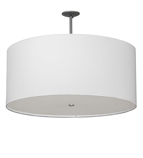 Meyda Lighting Cilindro 36" 6-Light Brushed Nickel Pendant Light With White Linen & Statuario Idalight Shade