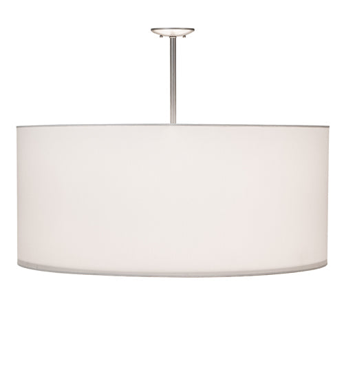 Meyda Lighting Cilindro 36" 6-Light Brushed Nickel Pendant Light With White Linen & Statuario Idalight Shade