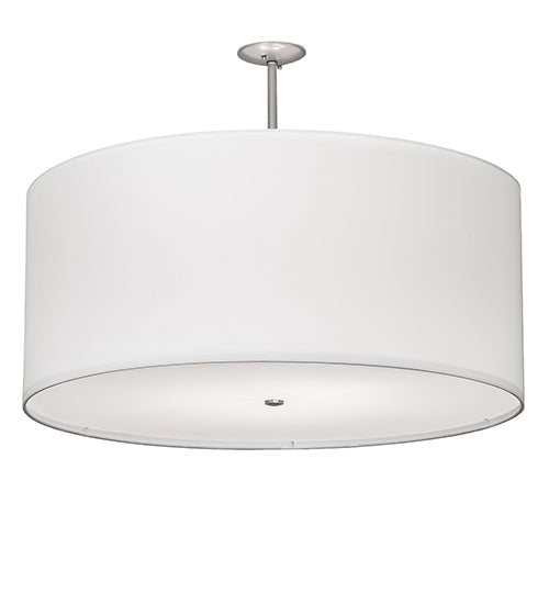 Meyda Lighting Cilindro 36" 6-Light Brushed Nickel Pendant Light With White Linen & Statuario Idalight Shade