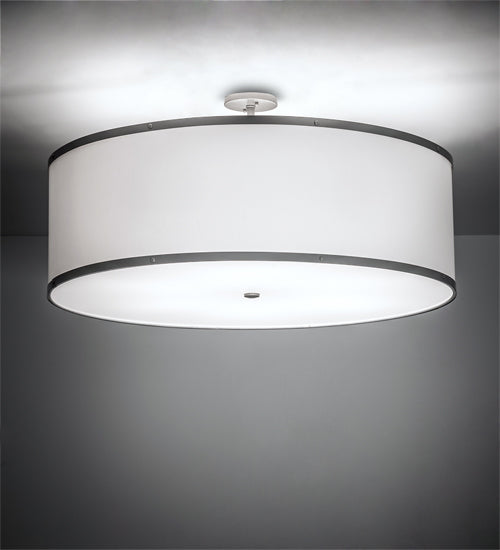 Meyda Lighting Cilindro 36" 6-Light Champagne Semi-flush Mount Light With White Textrene & Statuario Idalight Shade