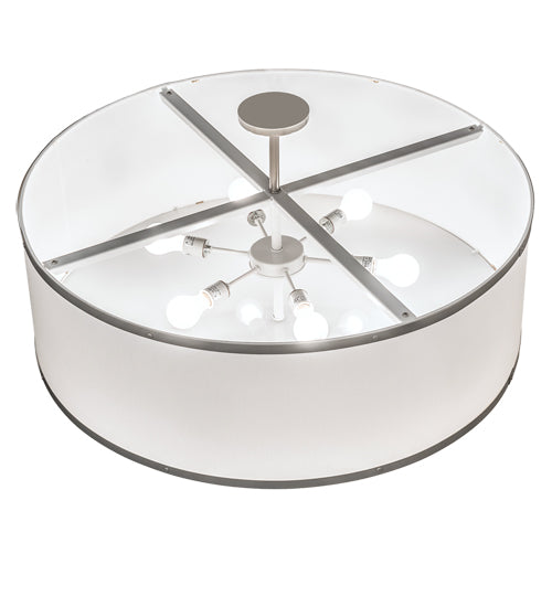 Meyda Lighting Cilindro 36" 6-Light Champagne Semi-flush Mount Light With White Textrene & Statuario Idalight Shade
