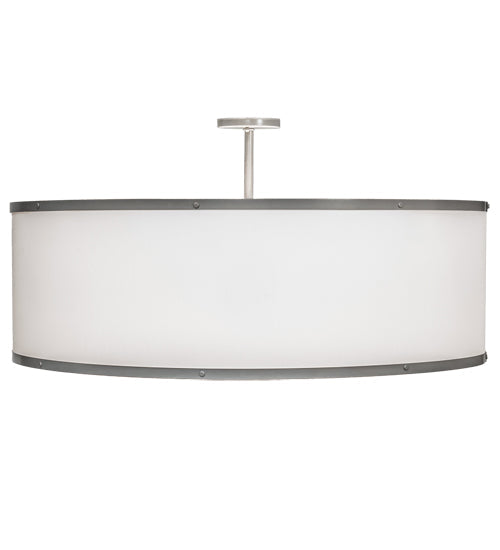 Meyda Lighting Cilindro 36" 6-Light Champagne Semi-flush Mount Light With White Textrene & Statuario Idalight Shade
