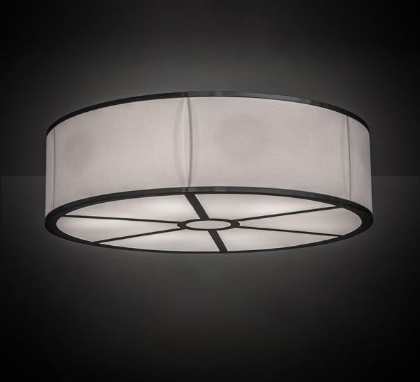 Meyda Lighting Cilindro 36" 6-Light Extreme Chrome Flush Mount Light With White Textrene Shade