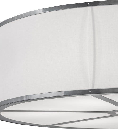 Meyda Lighting Cilindro 36" 6-Light Extreme Chrome Flush Mount Light With White Textrene Shade