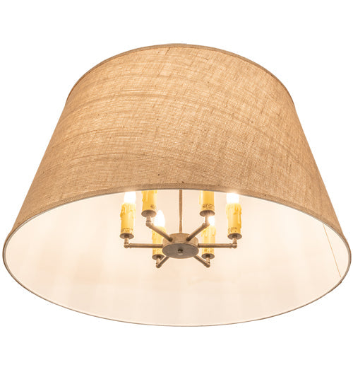Meyda Lighting Cilindro 36" 6-Light Golden Bronze Tapered Pendant Light With Beige Textrene Shade