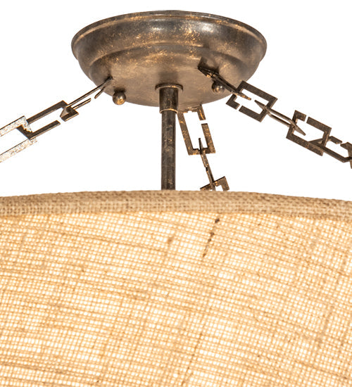 Meyda Lighting Cilindro 36" 6-Light Golden Bronze Tapered Pendant Light With Beige Textrene Shade