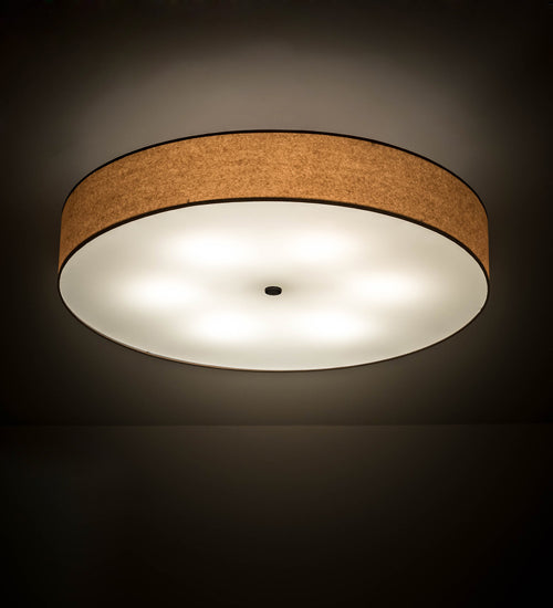 Meyda Lighting Cilindro 36" 6-Light Mahogany Bronze Pendant Light With Brown Craft Paper & White Statuario Idalight Shade