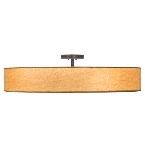 Meyda Lighting Cilindro 36" 6-Light Mahogany Bronze Pendant Light With Brown Craft Paper & White Statuario Idalight Shade