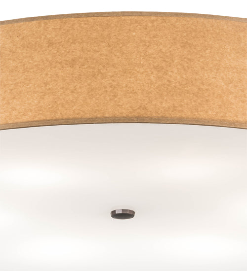 Meyda Lighting Cilindro 36" 6-Light Mahogany Bronze Pendant Light With Brown Craft Paper & White Statuario Idalight Shade