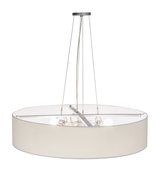 Meyda Lighting Cilindro 36" 6-Light Nickel Pendant Light With White Textrene Shade