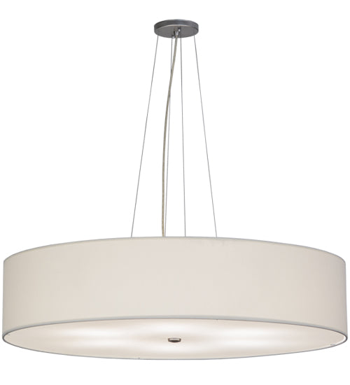 Meyda Lighting Cilindro 36" 6-Light Nickel Pendant Light With White Textrene Shade