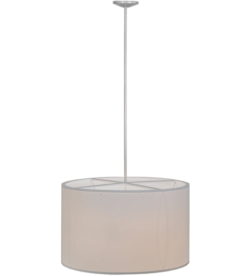 Meyda Lighting Cilindro 36" 6-Light Nickel Powder Coat Pendant Light With White Textrene Shade