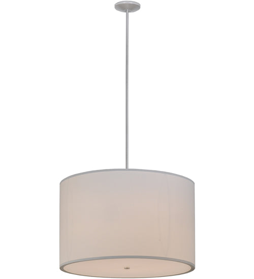Meyda Lighting Cilindro 36" 6-Light Nickel Powder Coat Pendant Light With White Textrene Shade