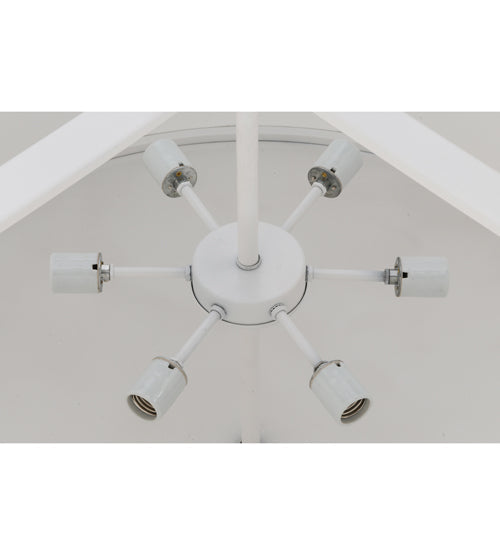 Meyda Lighting Cilindro 36" 6-Light Nickel Powder Coat Pendant Light With White Textrene Shade