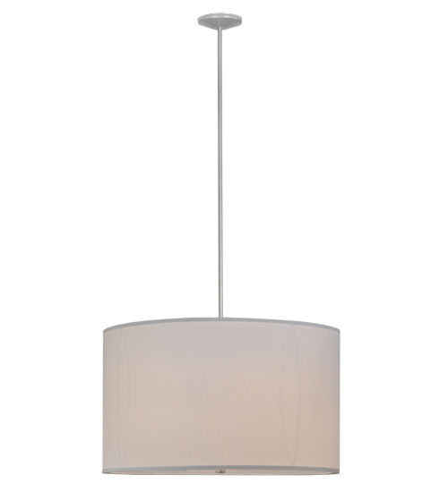 Meyda Lighting Cilindro 36" 6-Light Nickel Powder Coat Pendant Light With White Textrene Shade