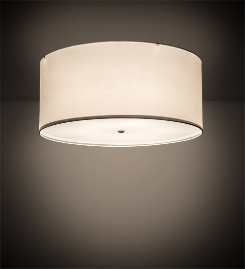 Meyda Lighting Cilindro 36" 6-Light Nickel Semi-flush Mount Light With White Laura Textrene & Statuario Idalight Shade