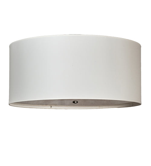 Meyda Lighting Cilindro 36" 6-Light Nickel Semi-flush Mount Light With White Laura Textrene & Statuario Idalight Shade