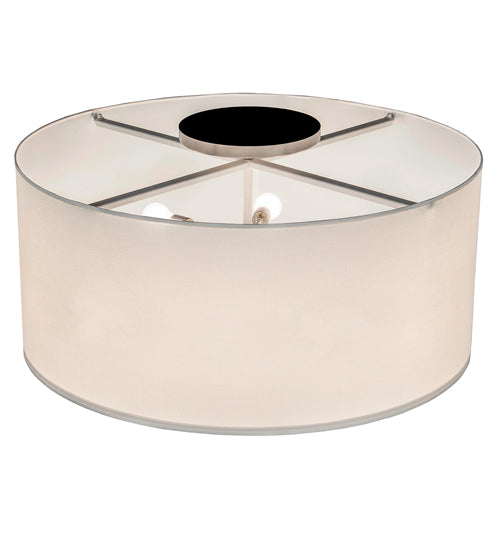 Meyda Lighting Cilindro 36" 6-Light Nickel Semi-flush Mount Light With White Laura Textrene & Statuario Idalight Shade