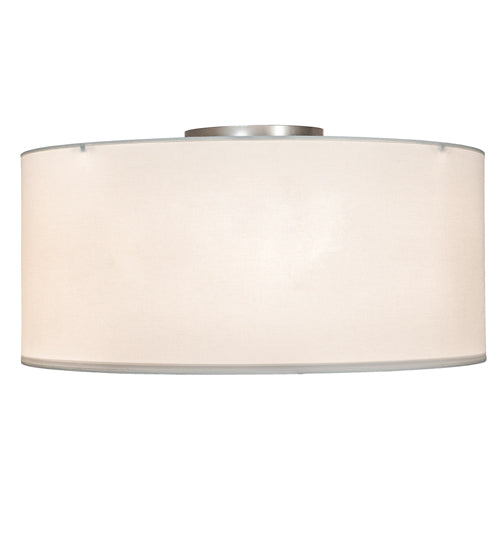 Meyda Lighting Cilindro 36" 6-Light Nickel Semi-flush Mount Light With White Laura Textrene & Statuario Idalight Shade