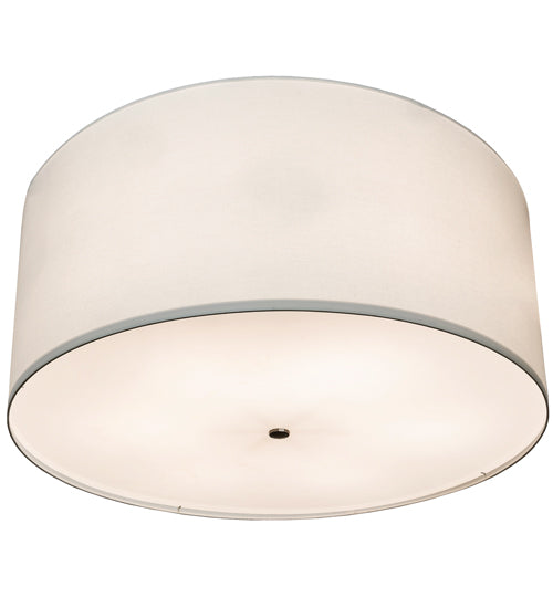 Meyda Lighting Cilindro 36" 6-Light Nickel Semi-flush Mount Light With White Laura Textrene & Statuario Idalight Shade
