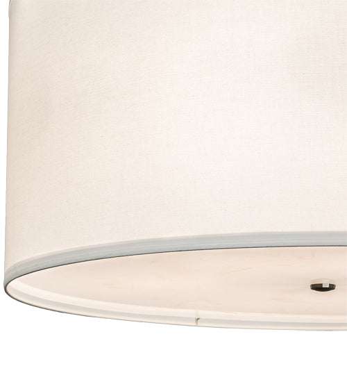 Meyda Lighting Cilindro 36" 6-Light Nickel Semi-flush Mount Light With White Laura Textrene & Statuario Idalight Shade