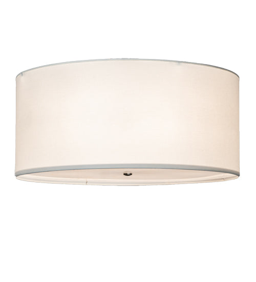 Meyda Lighting Cilindro 36" 6-Light Nickel Semi-flush Mount Light With White Laura Textrene & Statuario Idalight Shade