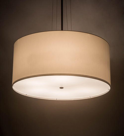 Meyda Lighting Cilindro 36" 6-Light Oil Rubbed Bronze Pendant Light With White Linen Textrene Shade