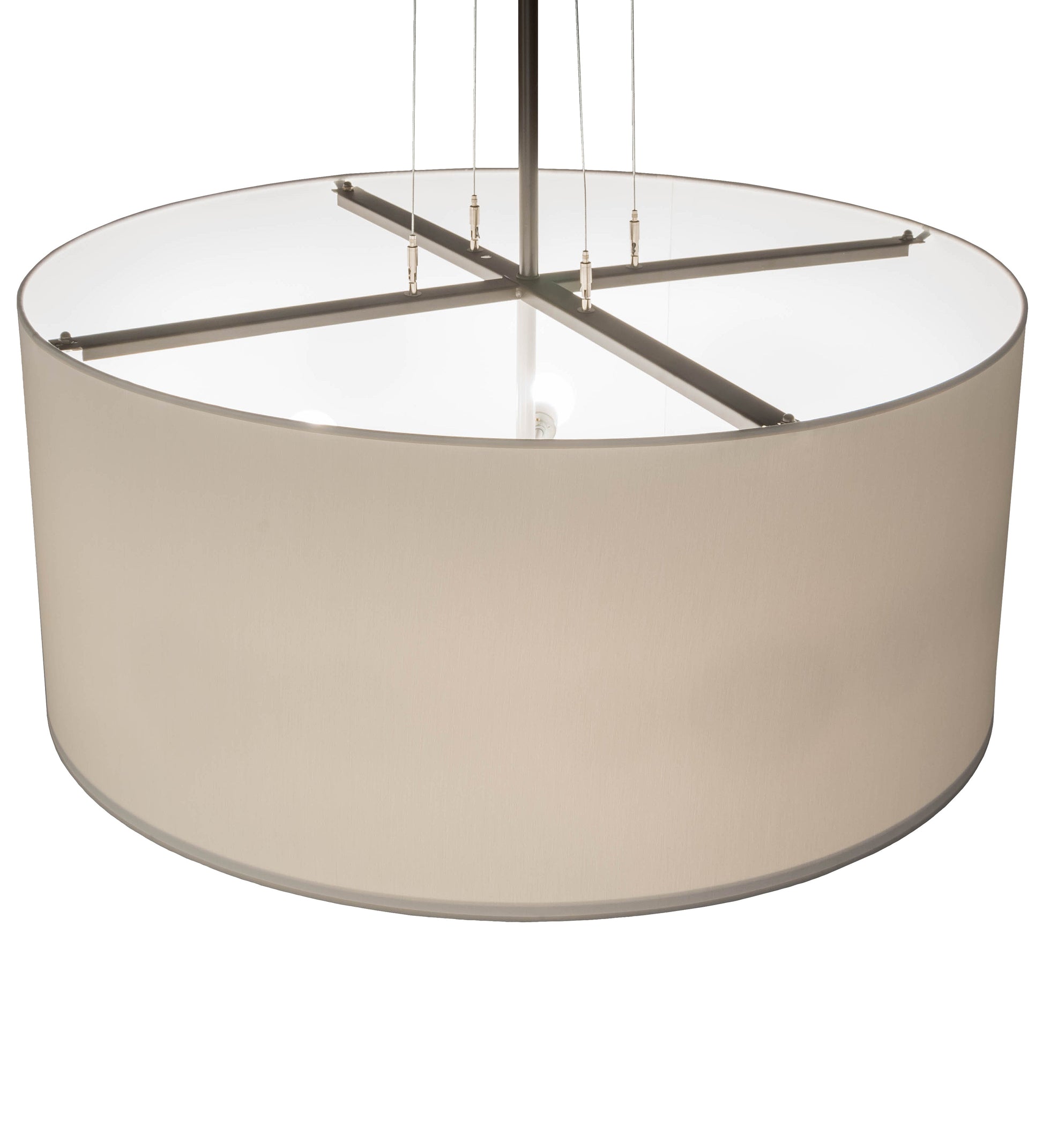 Meyda Lighting Cilindro 36" 6-Light Oil Rubbed Bronze Pendant Light With White Linen Textrene Shade