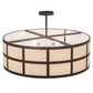 Meyda Lighting Cilindro 36" 6-Light Timeless Bronze Barnabas Semi-flush Mount Light With Beige Textrene & Statuario Idalight Shade