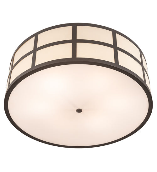 Meyda Lighting Cilindro 36" 6-Light Timeless Bronze Barnabas Semi-flush Mount Light With Beige Textrene & Statuario Idalight Shade