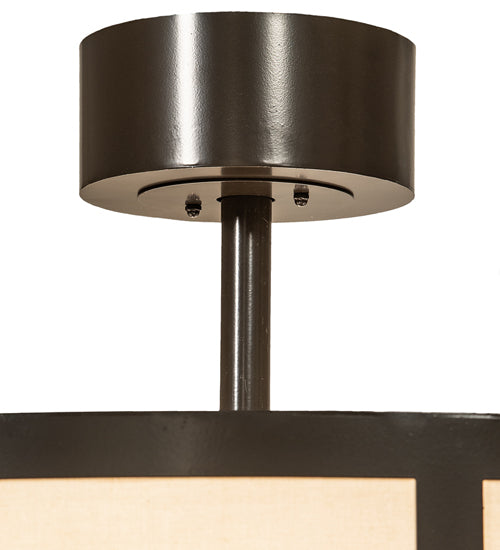 Meyda Lighting Cilindro 36" 6-Light Timeless Bronze Barnabas Semi-flush Mount Light With Beige & White Shade