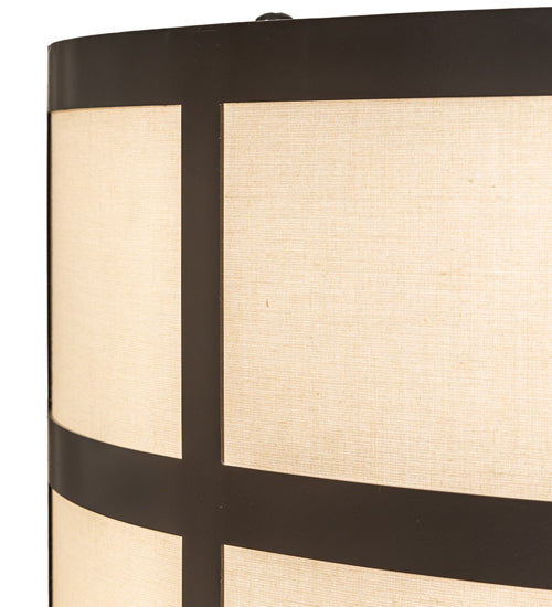 Meyda Lighting Cilindro 36" 6-Light Timeless Bronze Barnabas Semi-flush Mount Light With Beige & White Shade