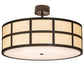Meyda Lighting Cilindro 36" 6-Light Timeless Bronze Barnabas Semi-flush Mount Light With Beige & White Shade