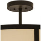 Meyda Lighting Cilindro 36" 6-Light Timeless Bronze Barnabas Semi-flush Mount With Laura Beige Textrene Shade