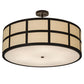 Meyda Lighting Cilindro 36" 6-Light Timeless Bronze Barnabas Semi-flush Mount With Laura Beige Textrene Shade