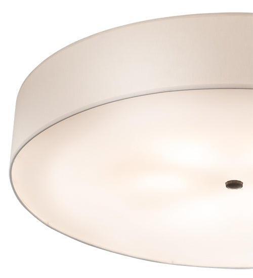 Meyda Lighting Cilindro 36" 6-Light Timeless Bronze Flush Mount Light With Off White Textrene & Statuario Idalight Shade
